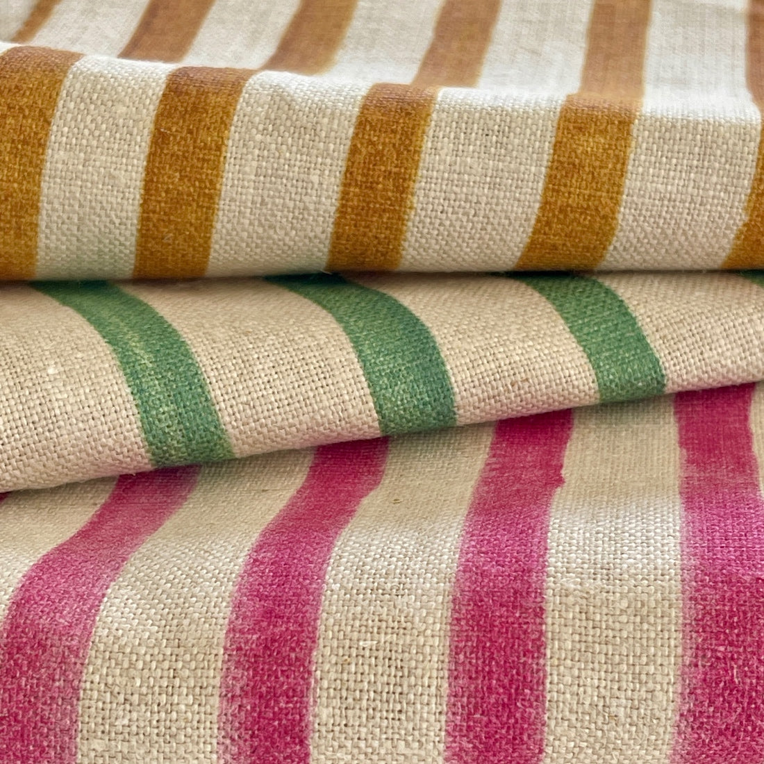 REGULAR STRIPE NATURAL LINEN HEAVYWEIGHT